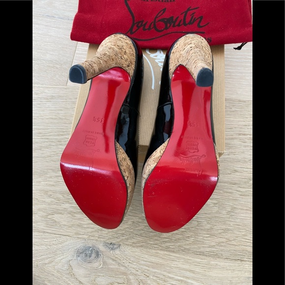 CHRISTIAN LOUBOUTIN Bruges Black Patent Cork 5.5 - Picture 5 of 11